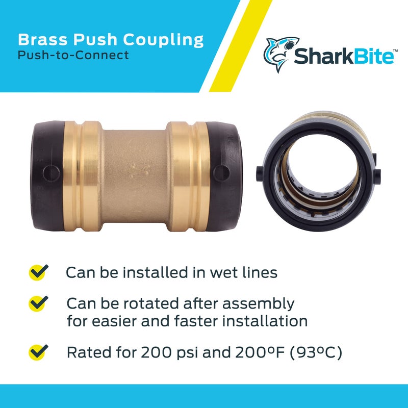 SharkBite 1-1/2 x 1-1/2 Inch Coupling, Push-to-Connect Brass Plumbing Fitting, UXL0141 - Image 4